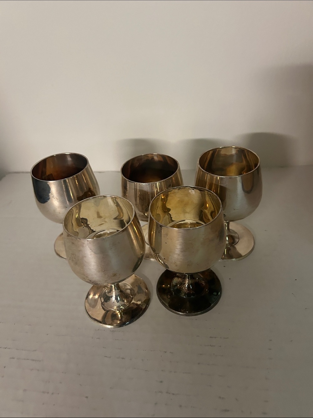 Vintage Mid Century Silver Plated  Mini Aperitif Goblet Snifters set of 5